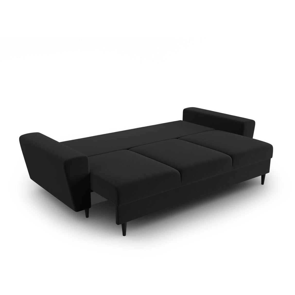 Kyoto 3-Sitzer Sofa mit Schlaffunktion und Stauraum, aus Samt in Schwarz (Riviera 100), 235x100x88 cm von Cosmopolitan Design – Bild 5