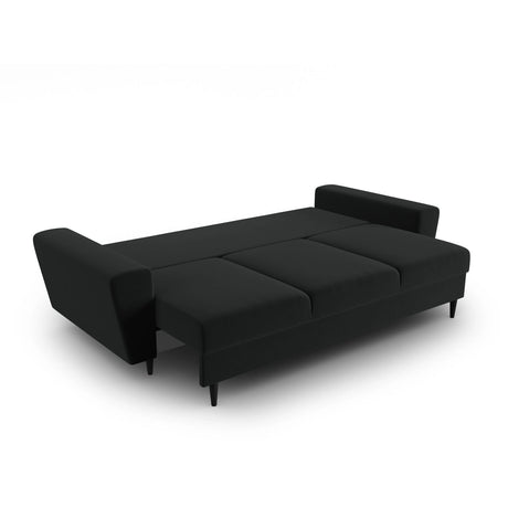 Kyoto 3-Sitzer Sofa mit Schlaffunktion und Stauraum, aus Samt in Schwarz (Riviera 100), 235x100x88 cm von Cosmopolitan Design – Bild 5