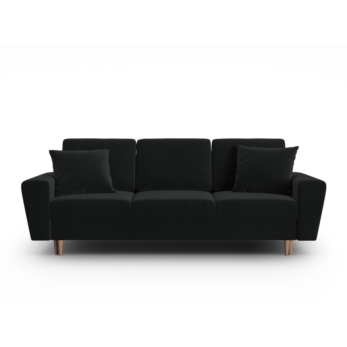 Kyoto 3-Sitzer Sofa mit Schlaffunktion und Stauraum, aus Samt in Schwarz (Riviera 100), 235x100x88 cm von Cosmopolitan Design – Bild 1