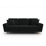 Kyoto 3-Sitzer Sofa mit Schlaffunktion und Stauraum, aus Samt in Schwarz (Riviera 100), 235x100x88 cm von Cosmopolitan Design – Bild 1