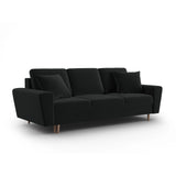 Kyoto 3-Sitzer Sofa mit Schlaffunktion und Stauraum, aus Samt in Schwarz (Riviera 100), 235x100x88 cm von Cosmopolitan Design – Bild 3