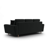 Kyoto 3-Sitzer Sofa mit Schlaffunktion und Stauraum, aus Samt in Schwarz (Riviera 100), 235x100x88 cm von Cosmopolitan Design – Bild 4