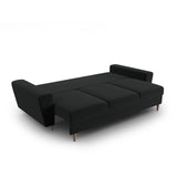 Kyoto 3-Sitzer Sofa mit Schlaffunktion und Stauraum, aus Samt in Schwarz (Riviera 100), 235x100x88 cm von Cosmopolitan Design – Bild 5