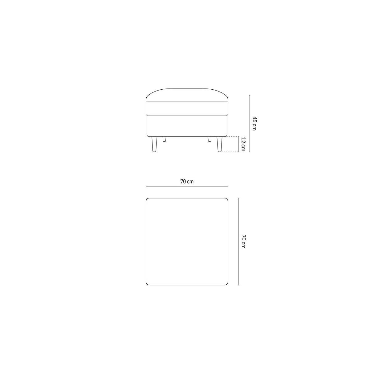 Kyoto Pouf aus Samt, 70x70x45 cm von Cosmopolitan Design – Bild 2