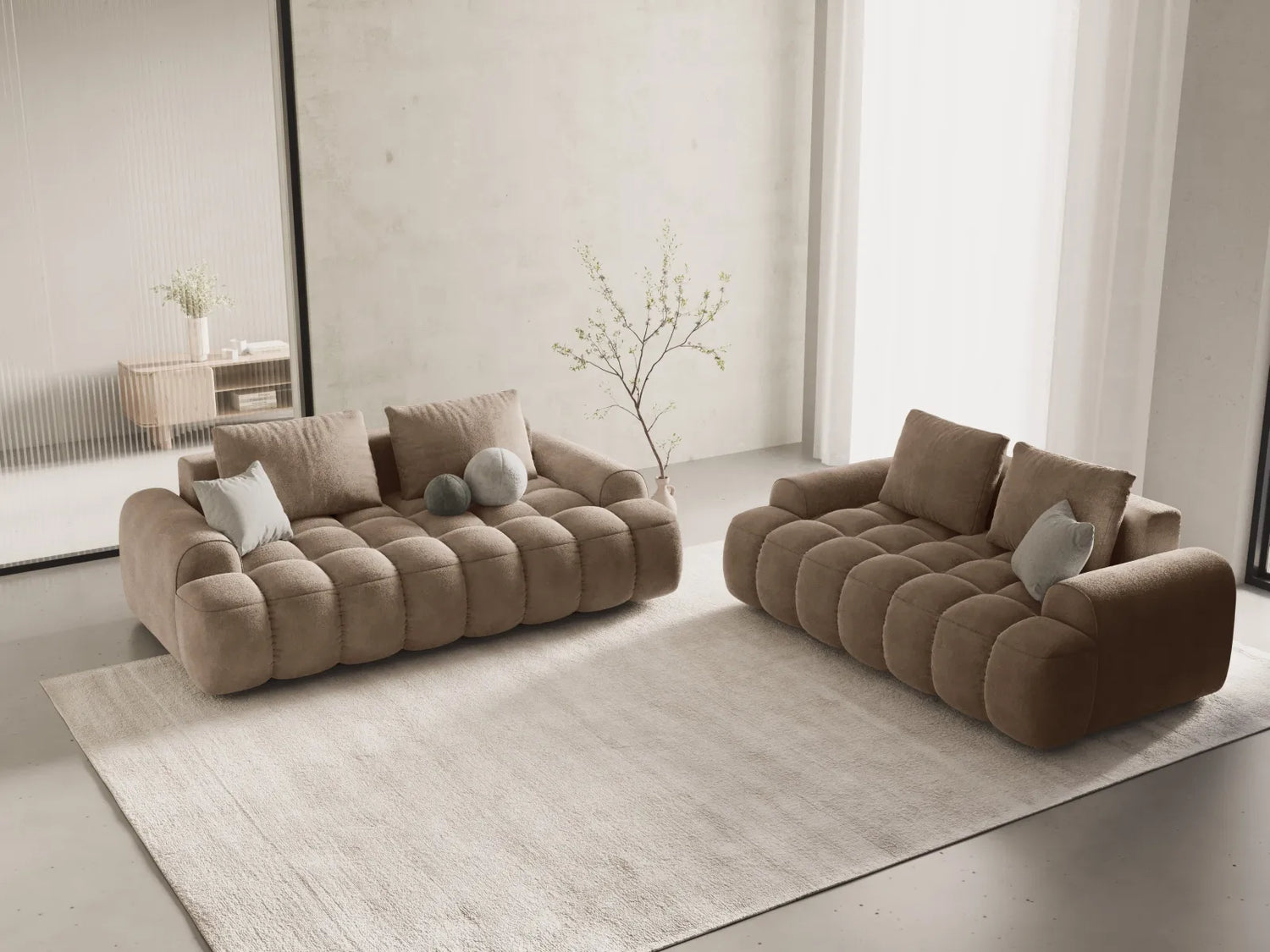 Linz 2-Sitzer Sofa aus Samt in Dunkelbeige (Vogue 3), 175x100 cm von Cosmopolitan Design – Bild 2