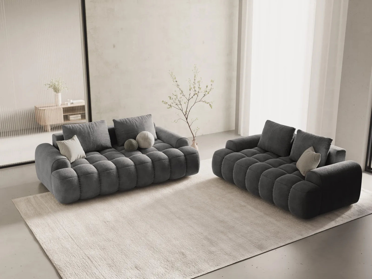 Linz 2-Sitzer Sofa aus Samt in Grau (Vogue 15), 175x100 cm von Cosmopolitan Design – Bild 2