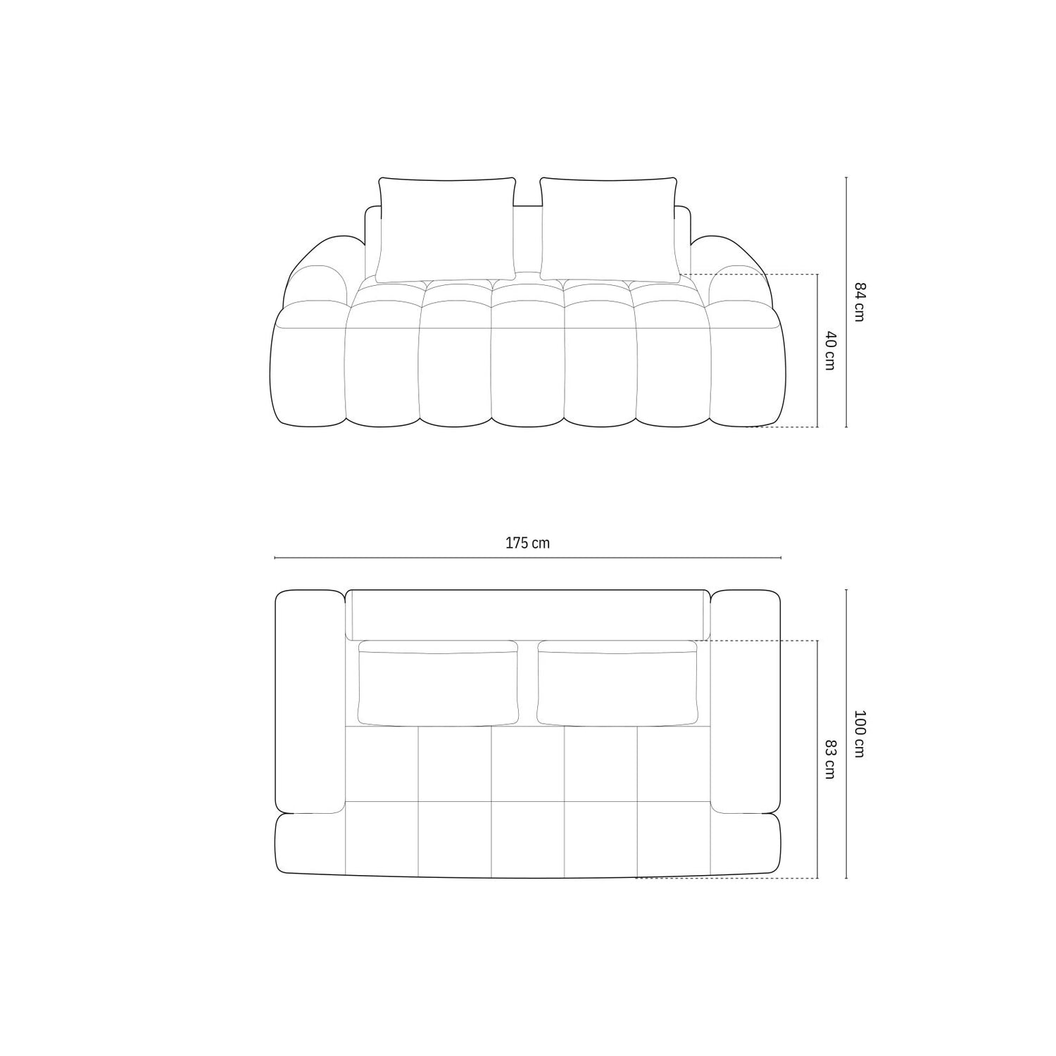 Linz 2-Sitzer Sofa aus Samt in Grau (Vogue 15), 175x100 cm von Cosmopolitan Design – Bild 3