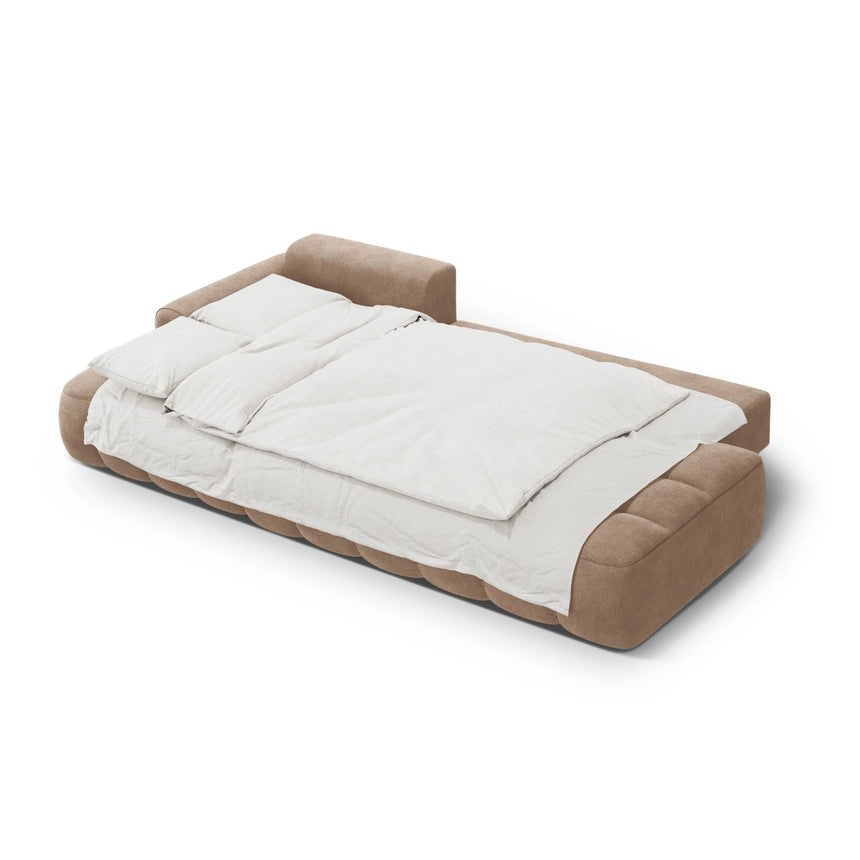 Linz 3-Sitzer Ecksofa mit Schlaffunktion, Linke Seite, aus Samt in Dunkelbeige (Vogue 3), 275x142 cm von Cosmopolitan Design – Bild 6