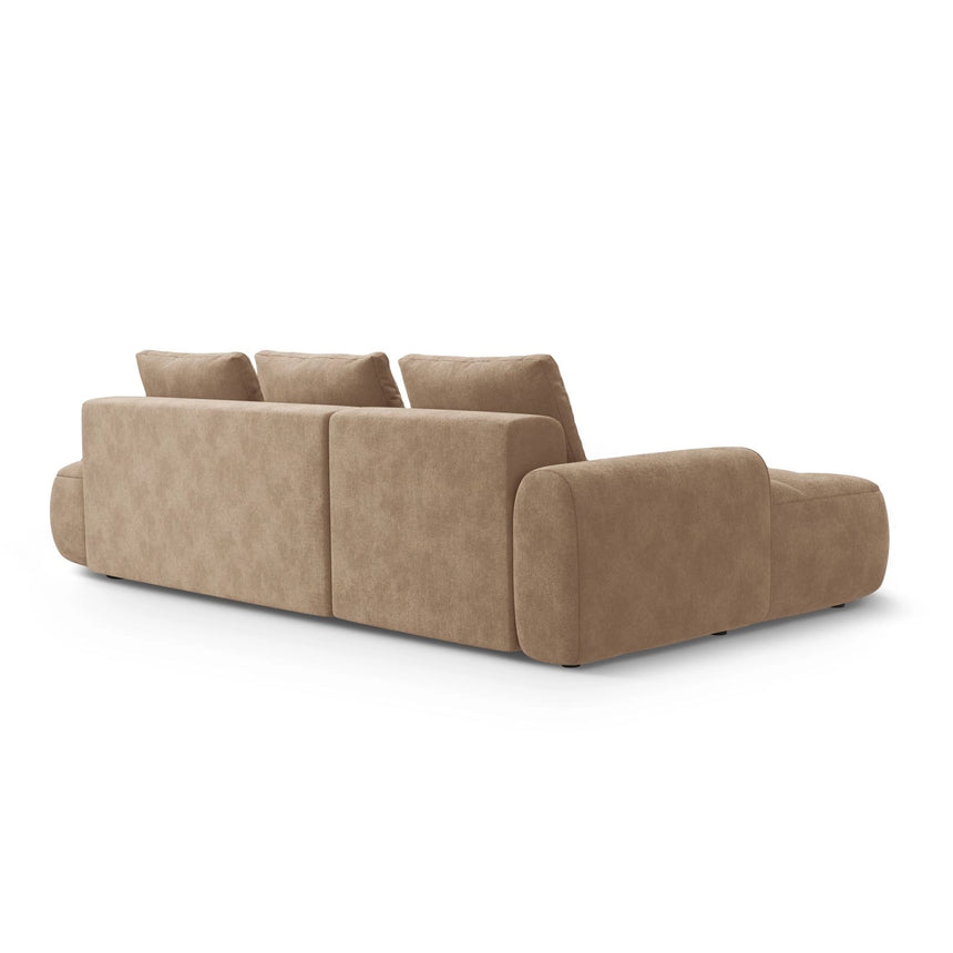 Linz 3-Sitzer Ecksofa mit Schlaffunktion, Linke Seite, aus Samt in Dunkelbeige (Vogue 3), 275x142 cm von Cosmopolitan Design – Bild 7