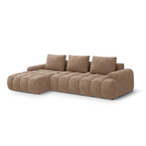 Linz 3-Sitzer Ecksofa mit Schlaffunktion, Linke Seite, aus Samt in Dunkelbeige (Vogue 3), 275x142 cm von Cosmopolitan Design – Bild 4
