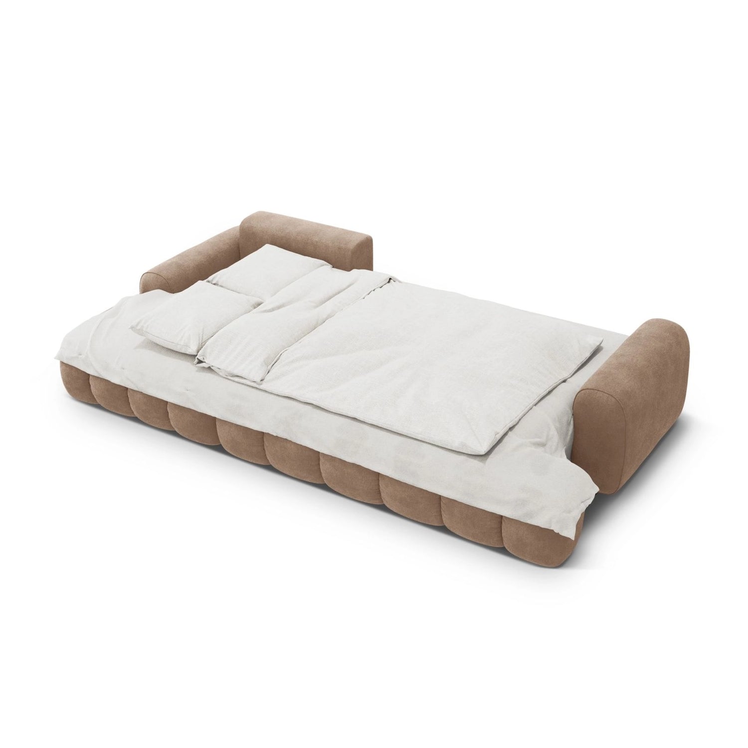 Linz 3-Sitzer Ecksofa mit Schlaffunktion, Linke Seite, aus Samt in Dunkelbeige (Vogue 3), 275x142 cm von Cosmopolitan Design – Bild 6