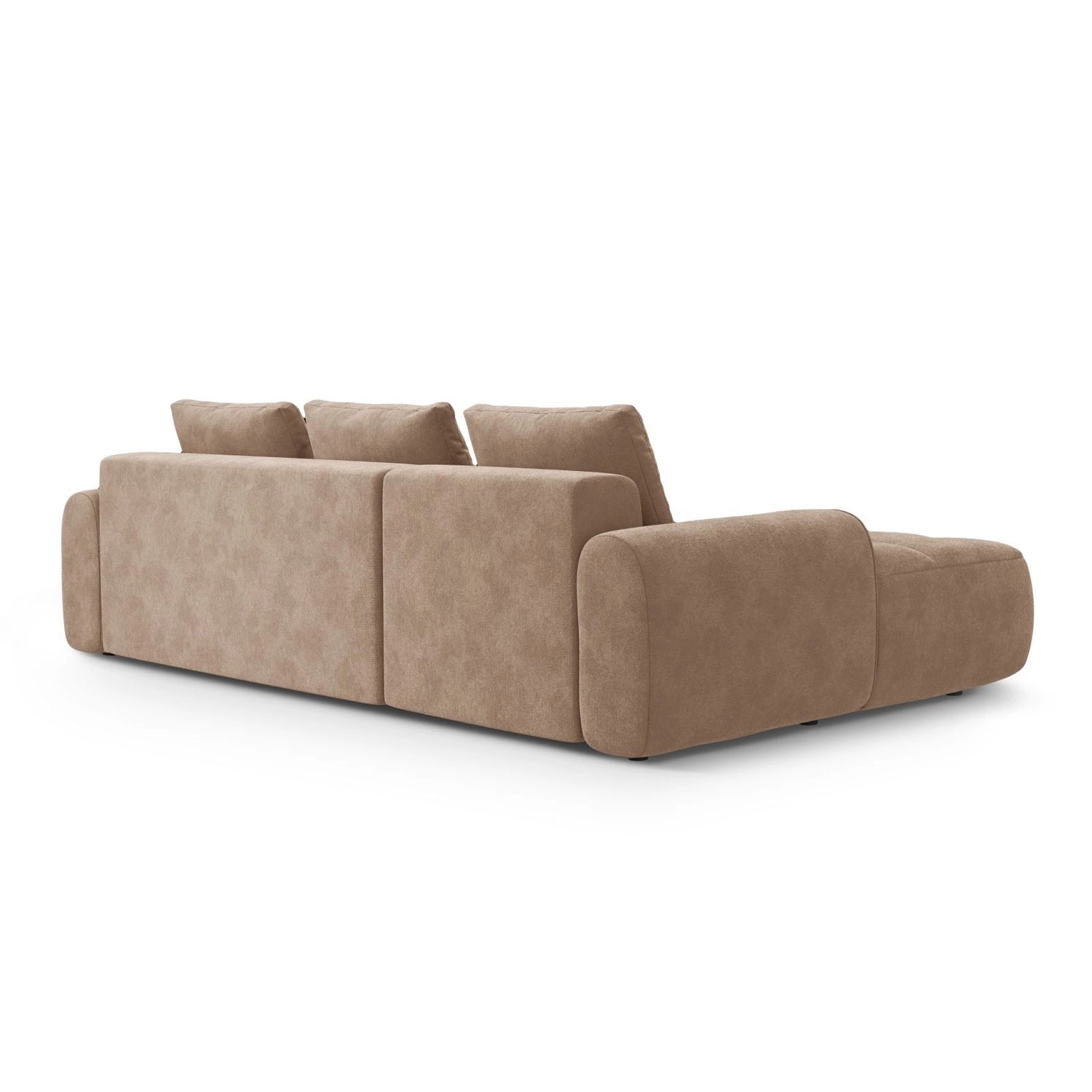 Linz 3-Sitzer Ecksofa mit Schlaffunktion, Linke Seite, aus Samt in Dunkelbeige (Vogue 3), 275x142 cm von Cosmopolitan Design – Bild 7