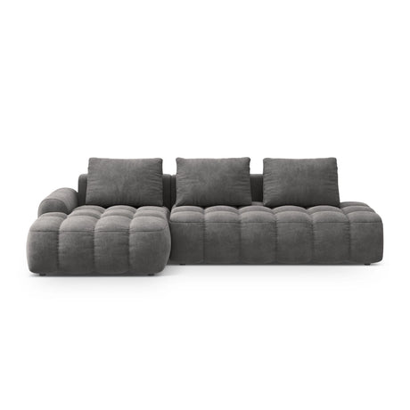 Linz 3-Sitzer Ecksofa mit Schlaffunktion, Linke Seite, aus Samt in Grau (Vogue 15), 275x142 cm von Cosmopolitan Design – Bild 1