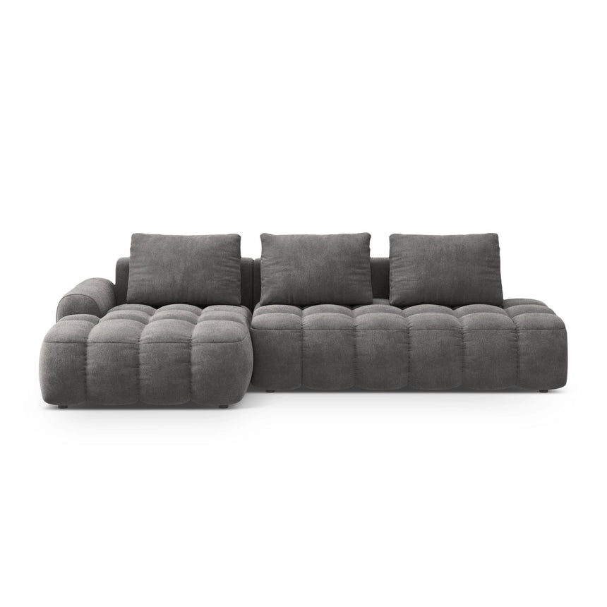 Linz 3-Sitzer Ecksofa mit Schlaffunktion, Linke Seite, aus Samt in Grau (Vogue 15), 275x142 cm von Cosmopolitan Design – Bild 1