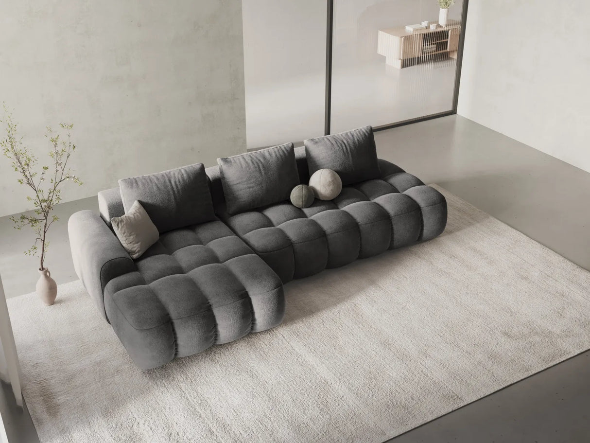 Linz 3-Sitzer Ecksofa mit Schlaffunktion, Linke Seite, aus Samt in Grau (Vogue 15), 275x142 cm von Cosmopolitan Design – Bild 2
