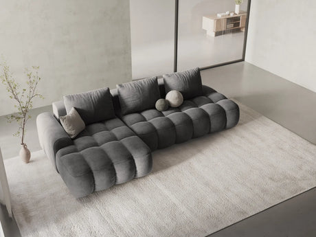 Linz 3-Sitzer Ecksofa mit Schlaffunktion, Linke Seite, aus Samt in Grau (Vogue 15), 275x142 cm von Cosmopolitan Design – Bild 2