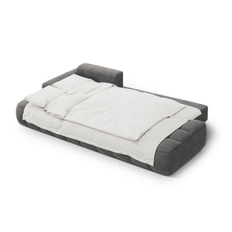 Linz 3-Sitzer Ecksofa mit Schlaffunktion, Linke Seite, aus Samt in Grau (Vogue 15), 275x142 cm von Cosmopolitan Design – Bild 6
