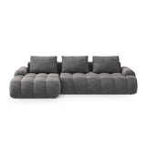 Linz 3-Sitzer Ecksofa mit Schlaffunktion, Linke Seite, aus Samt in Grau (Vogue 15), 275x142 cm von Cosmopolitan Design – Bild 1