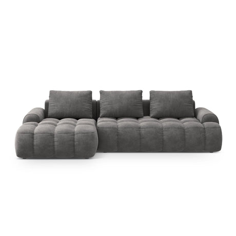 Linz 3-Sitzer Ecksofa mit Schlaffunktion, Linke Seite, aus Samt in Grau (Vogue 15), 275x142 cm von Cosmopolitan Design – Bild 1
