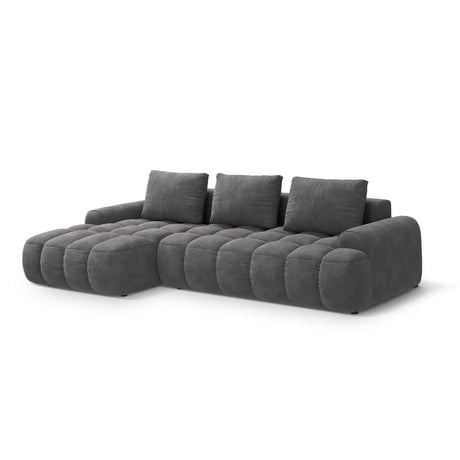 Linz 3-Sitzer Ecksofa mit Schlaffunktion, Linke Seite, aus Samt in Grau (Vogue 15), 275x142 cm von Cosmopolitan Design – Bild 4