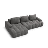 Linz 3-Sitzer Ecksofa mit Schlaffunktion, Linke Seite, aus Samt in Grau (Vogue 15), 275x142 cm von Cosmopolitan Design – Bild 5