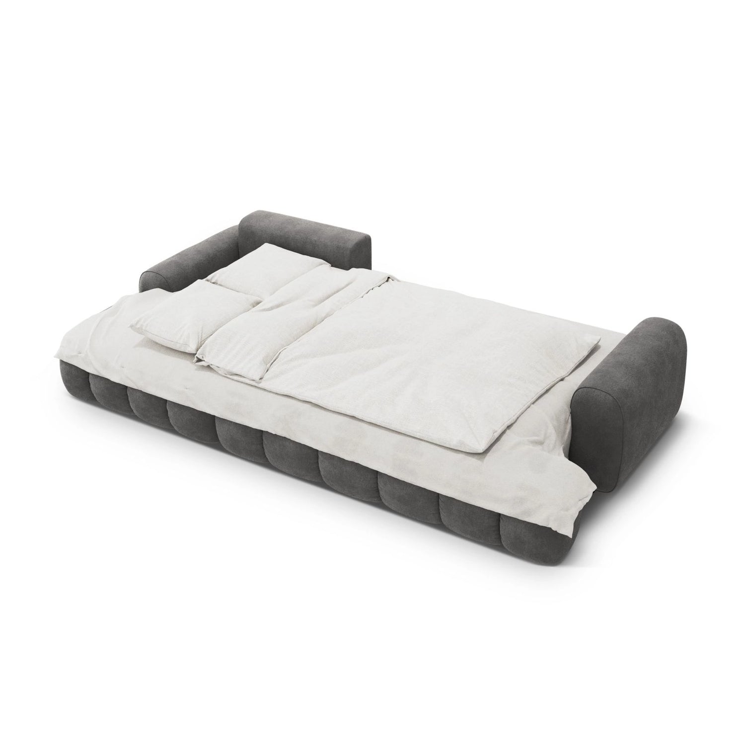 Linz 3-Sitzer Ecksofa mit Schlaffunktion, Linke Seite, aus Samt in Grau (Vogue 15), 275x142 cm von Cosmopolitan Design – Bild 6
