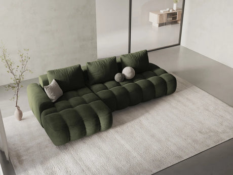 Linz 3-Sitzer Ecksofa mit Schlaffunktion, Linke Seite, aus Samt in Grün (Vogue 11), 275x142 cm von Cosmopolitan Design – Bild 2