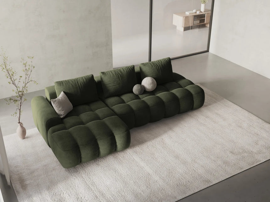 Linz 3-Sitzer Ecksofa mit Schlaffunktion, Linke Seite, aus Samt in Grün (Vogue 11), 275x142 cm von Cosmopolitan Design – Bild 2