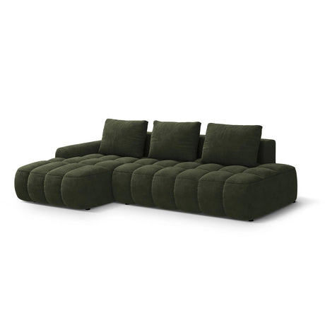Linz 3-Sitzer Ecksofa mit Schlaffunktion, Linke Seite, aus Samt in Grün (Vogue 11), 275x142 cm von Cosmopolitan Design – Bild 4