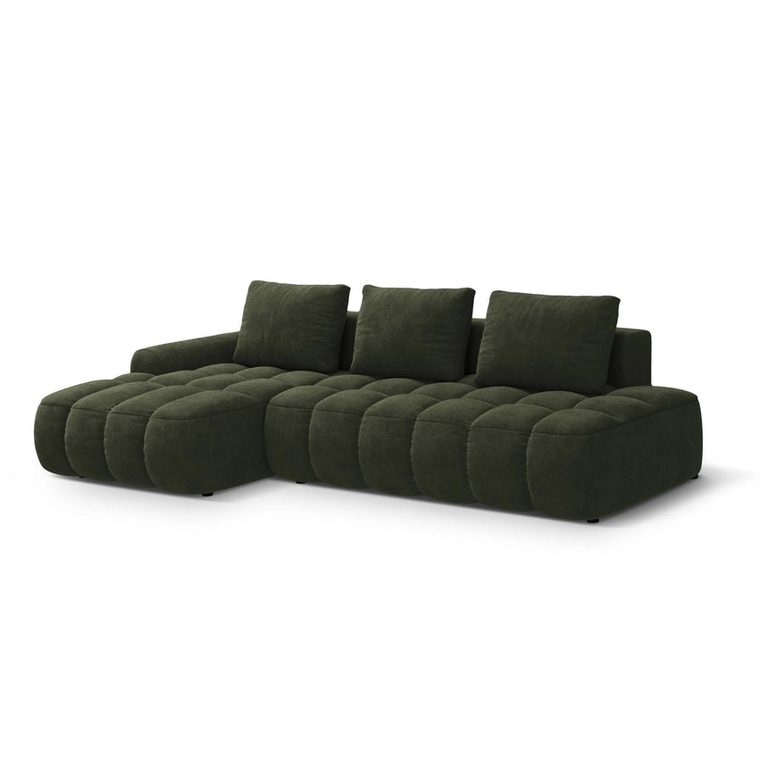 Linz 3-Sitzer Ecksofa mit Schlaffunktion, Linke Seite, aus Samt in Grün (Vogue 11), 275x142 cm von Cosmopolitan Design – Bild 4