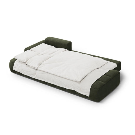 Linz 3-Sitzer Ecksofa mit Schlaffunktion, Linke Seite, aus Samt in Grün (Vogue 11), 275x142 cm von Cosmopolitan Design – Bild 6