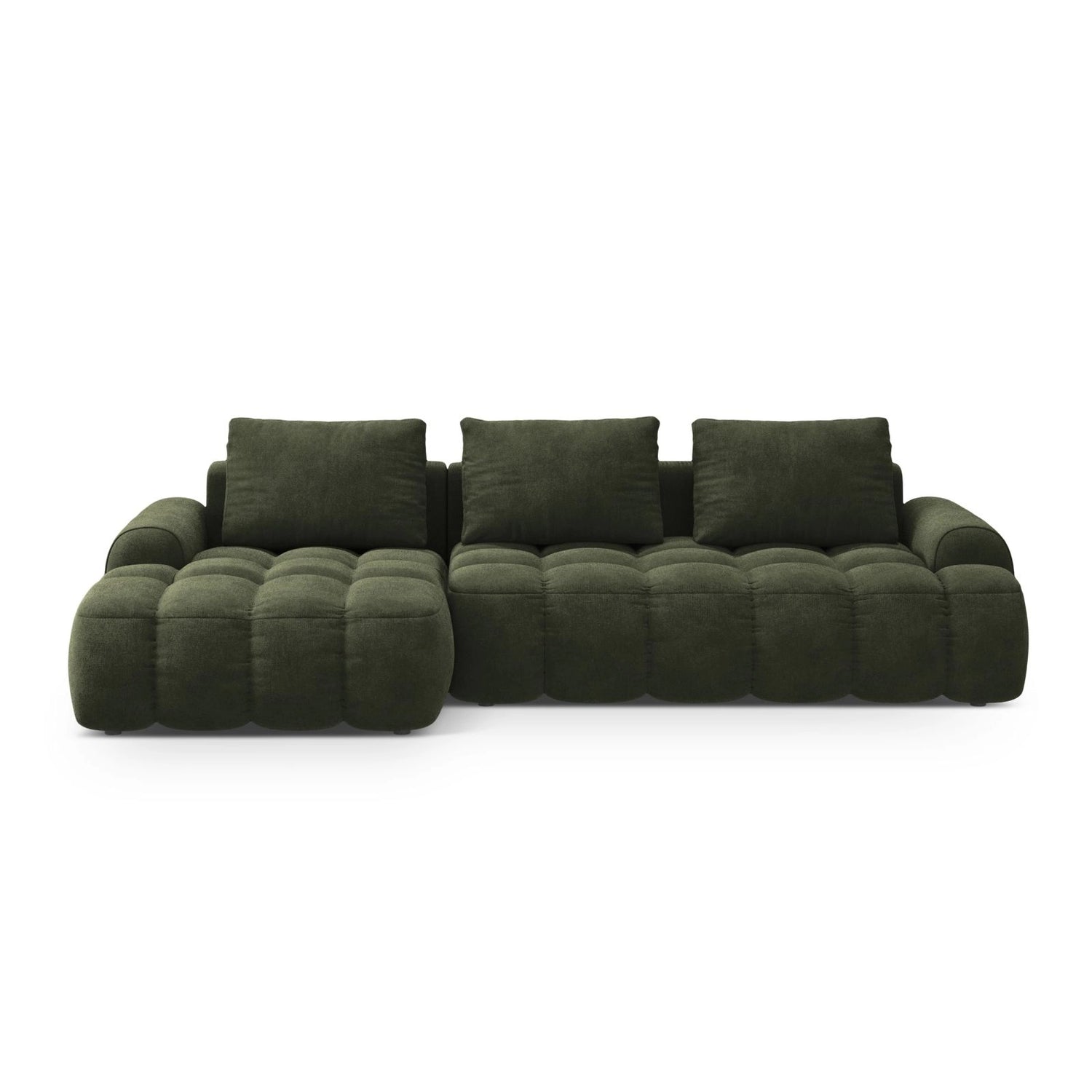 Linz 3-Sitzer Ecksofa mit Schlaffunktion, Linke Seite, aus Samt in Grün (Vogue 11), 275x142 cm von Cosmopolitan Design – Bild 1