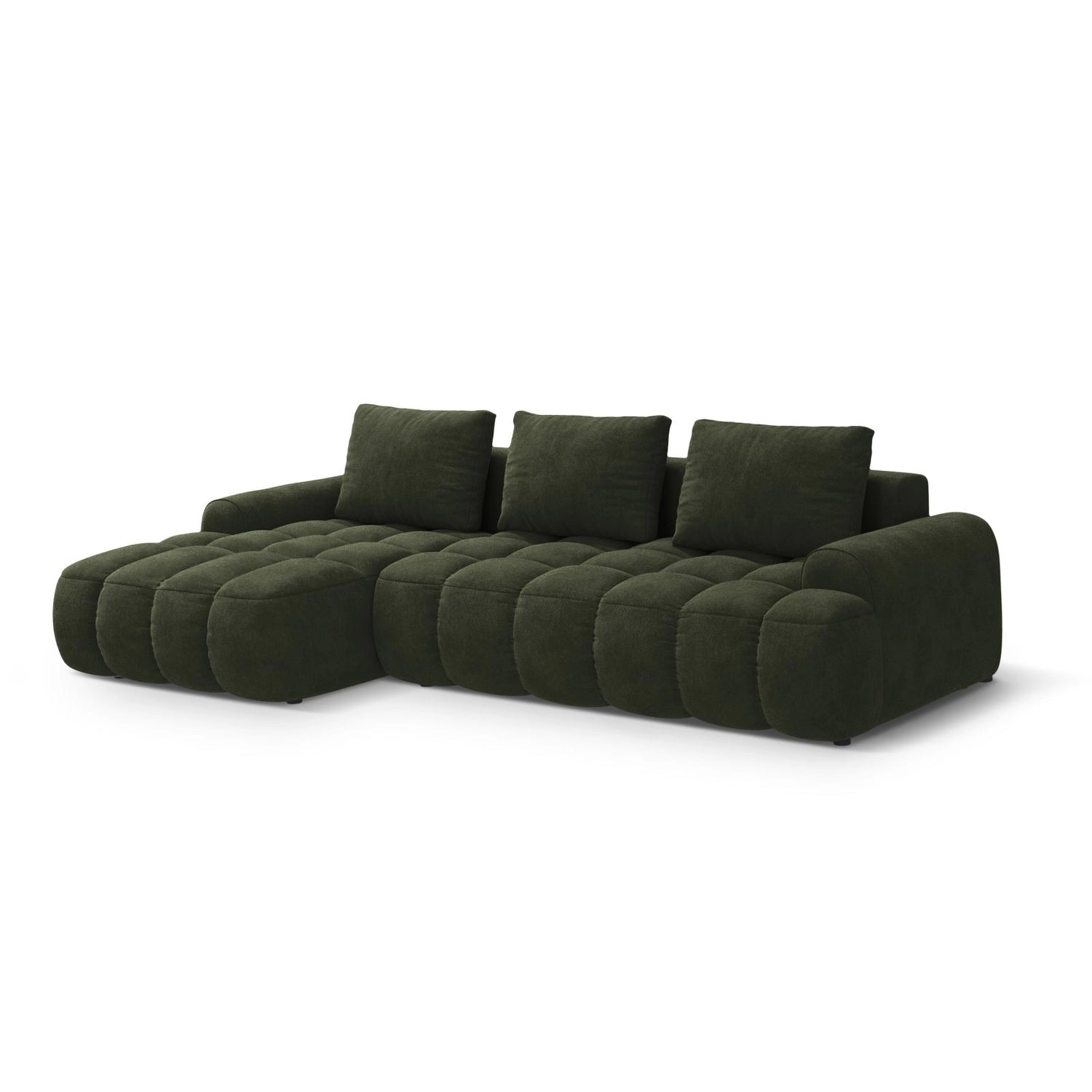 Linz 3-Sitzer Ecksofa mit Schlaffunktion, Linke Seite, aus Samt in Grün (Vogue 11), 275x142 cm von Cosmopolitan Design – Bild 4