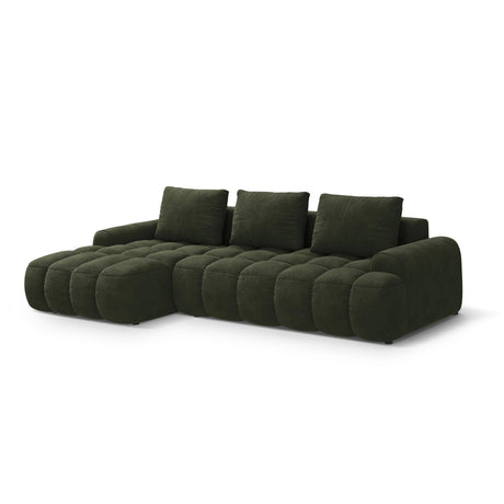 Linz 3-Sitzer Ecksofa mit Schlaffunktion, Linke Seite, aus Samt in Grün (Vogue 11), 275x142 cm von Cosmopolitan Design – Bild 4