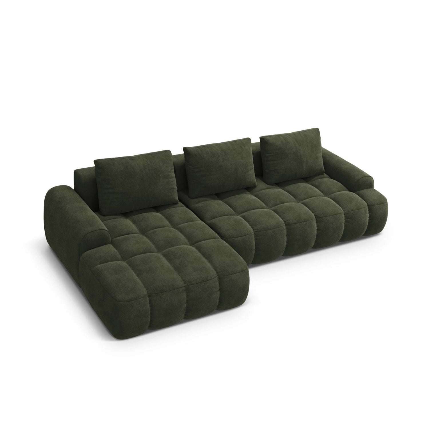 Linz 3-Sitzer Ecksofa mit Schlaffunktion, Linke Seite, aus Samt in Grün (Vogue 11), 275x142 cm von Cosmopolitan Design – Bild 5