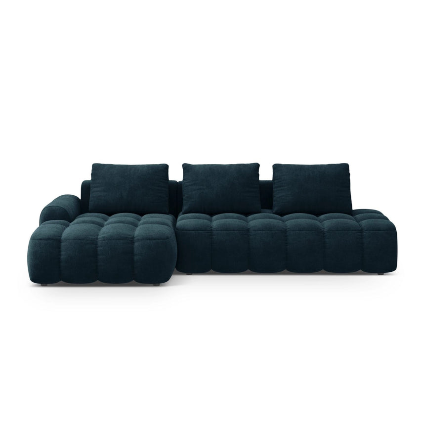 Linz 3-Sitzer Ecksofa mit Schlaffunktion, Linke Seite, aus Samt in Tiefes Petrol (Vogue 13), 275x142 cm von Cosmopolitan Design – Bild 1