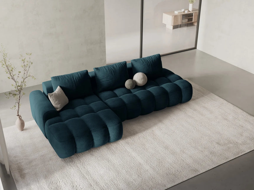Linz 3-Sitzer Ecksofa mit Schlaffunktion, Linke Seite, aus Samt in Tiefes Petrol (Vogue 13), 275x142 cm von Cosmopolitan Design – Bild 2