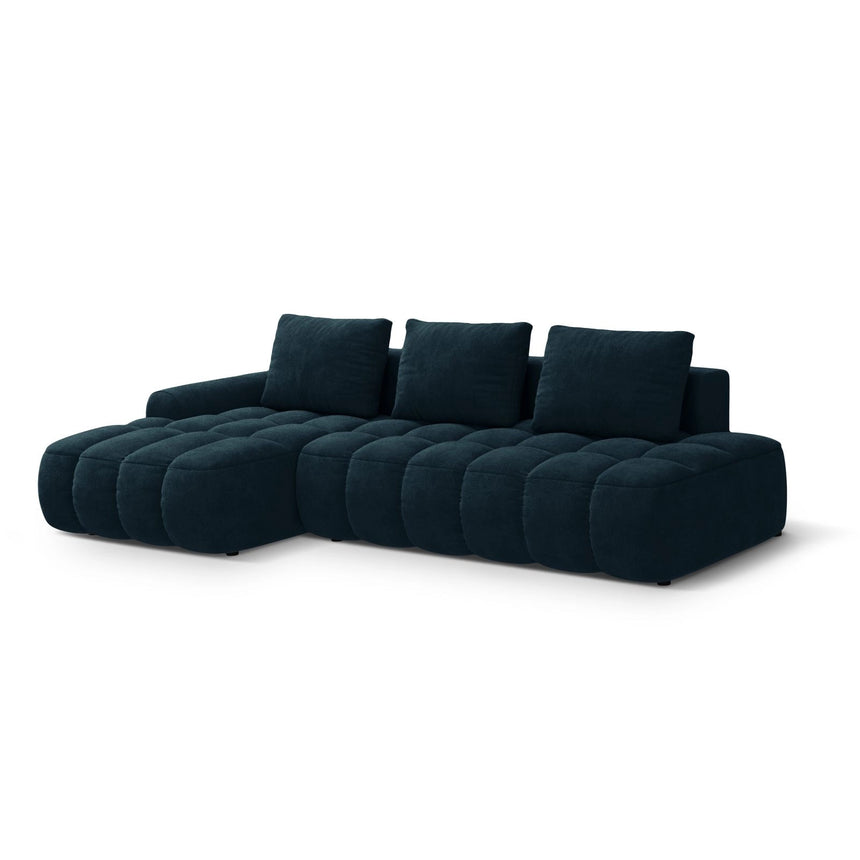 Linz 3-Sitzer Ecksofa mit Schlaffunktion, Linke Seite, aus Samt in Tiefes Petrol (Vogue 13), 275x142 cm von Cosmopolitan Design – Bild 4