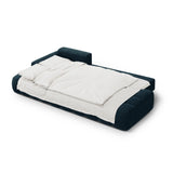 Linz 3-Sitzer Ecksofa mit Schlaffunktion, Linke Seite, aus Samt in Tiefes Petrol (Vogue 13), 275x142 cm von Cosmopolitan Design – Bild 6