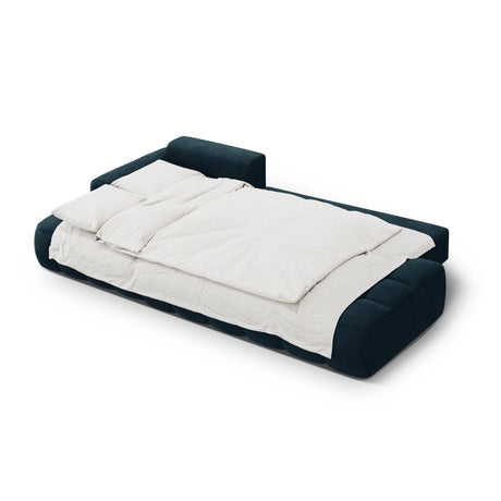 Linz 3-Sitzer Ecksofa mit Schlaffunktion, Linke Seite, aus Samt in Tiefes Petrol (Vogue 13), 275x142 cm von Cosmopolitan Design – Bild 6