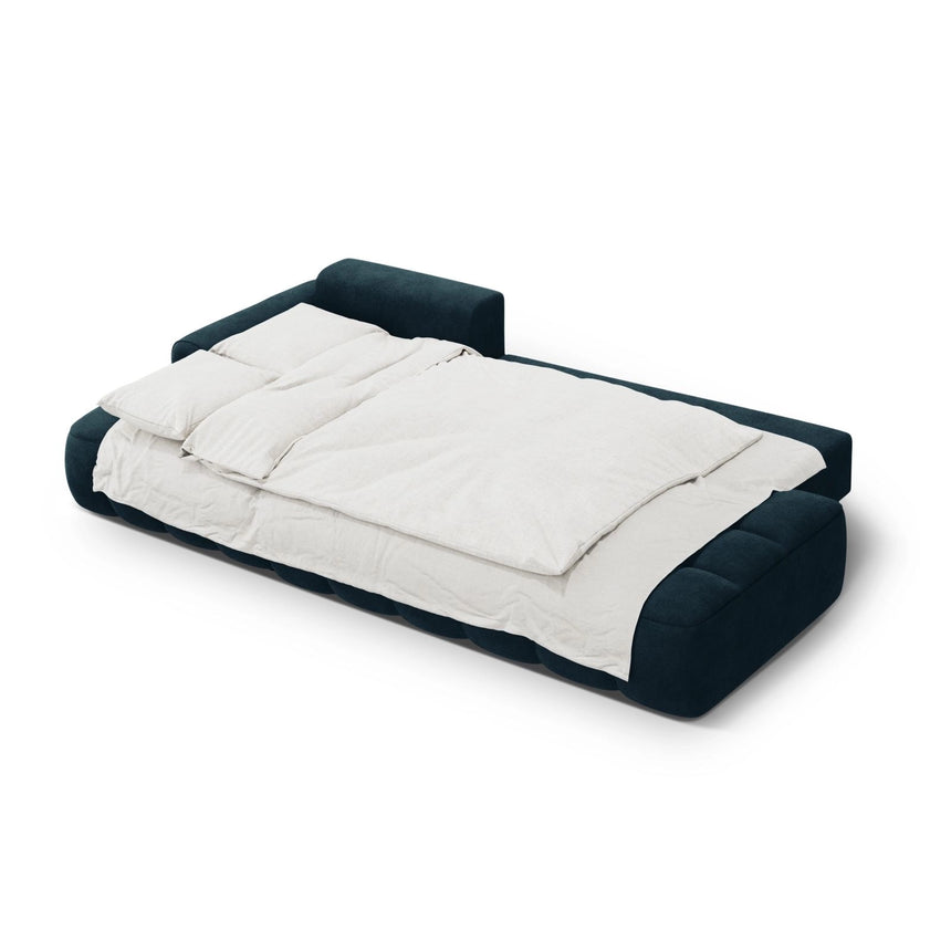 Linz 3-Sitzer Ecksofa mit Schlaffunktion, Linke Seite, aus Samt in Tiefes Petrol (Vogue 13), 275x142 cm von Cosmopolitan Design – Bild 6