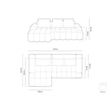 Linz 3-Sitzer Ecksofa mit Schlaffunktion, Linke Seite, aus Samt in Tiefes Petrol (Vogue 13), 275x142 cm von Cosmopolitan Design – Bild 3