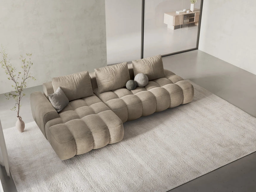 Linz 3-Sitzer Ecksofa mit Schlaffunktion, Linke Seite, aus Samt oder Strukturstoff, 275x142 cm von Cosmopolitan Design – Bild 2