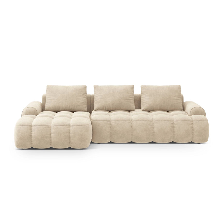 Linz 3-Sitzer Ecksofa mit Schlaffunktion, Linke Seite, aus Samt oder Strukturstoff, 275x142 cm von Cosmopolitan Design – Bild 1