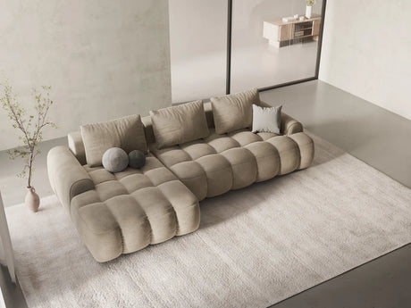 Linz 3-Sitzer Ecksofa mit Schlaffunktion, Linke Seite, aus Samt oder Strukturstoff, 275x142 cm von Cosmopolitan Design – Bild 2