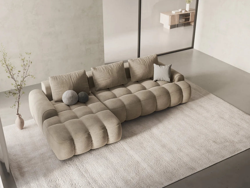 Linz 3-Sitzer Ecksofa mit Schlaffunktion, Linke Seite, aus Samt oder Strukturstoff, 275x142 cm von Cosmopolitan Design – Bild 2