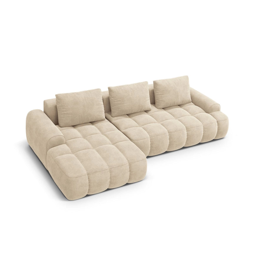 Linz 3-Sitzer Ecksofa mit Schlaffunktion, Linke Seite, aus Samt oder Strukturstoff, 275x142 cm von Cosmopolitan Design – Bild 5