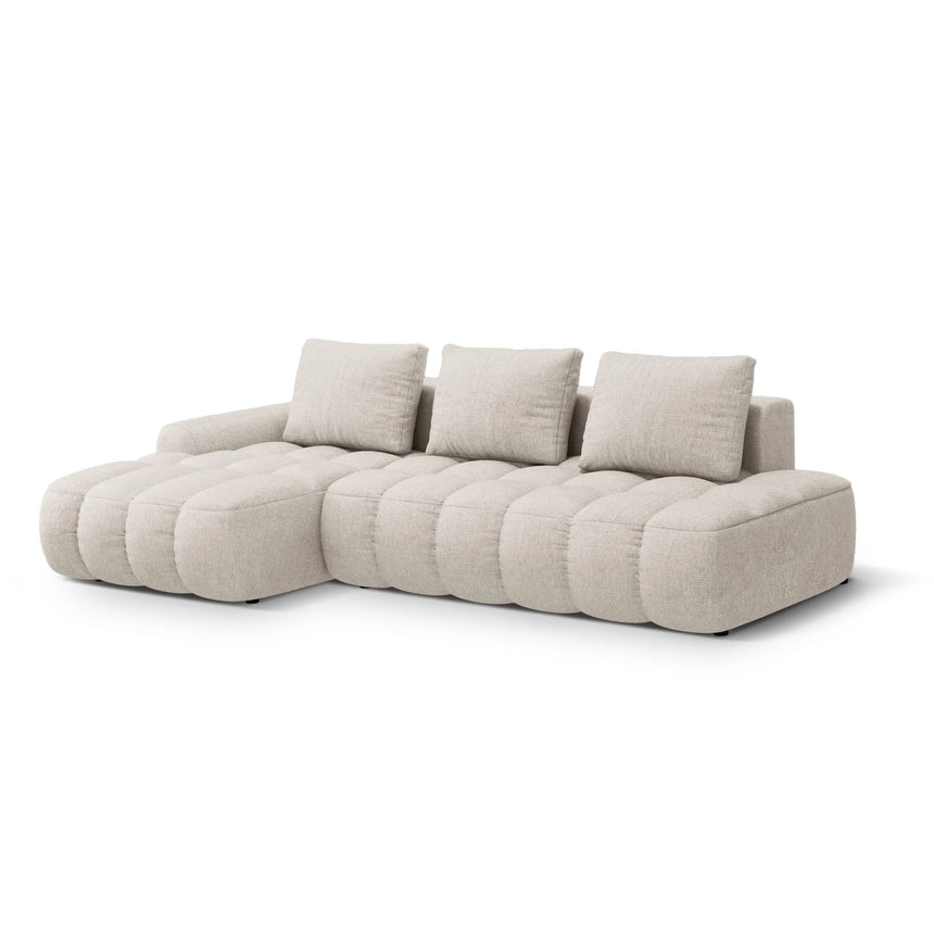 Linz 3-Sitzer Ecksofa mit Schlaffunktion, Linke Seite, aus Strukturierter Stoff in Beige (Sorella 03), 275x142 cm von Cosmopolitan Design – Bild 4