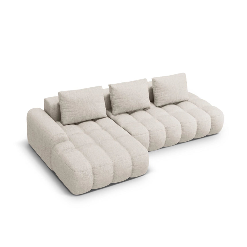 Linz 3-Sitzer Ecksofa mit Schlaffunktion, Linke Seite, aus Strukturierter Stoff in Beige (Sorella 03), 275x142 cm von Cosmopolitan Design – Bild 5
