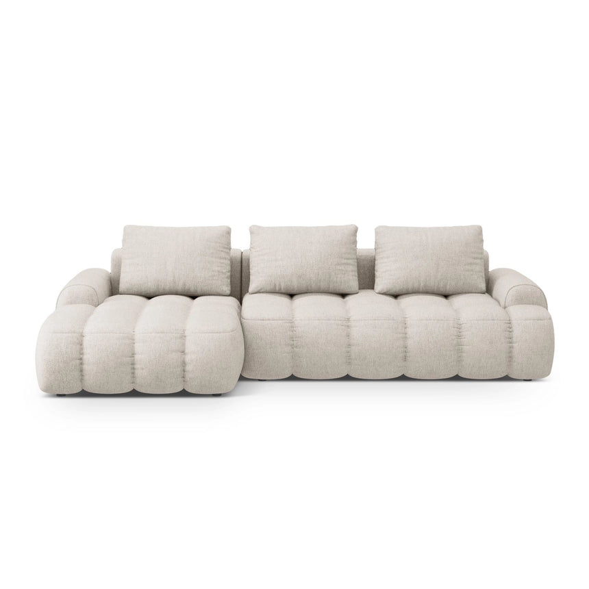 Linz 3-Sitzer Ecksofa mit Schlaffunktion, Linke Seite, aus Strukturierter Stoff in Beige (Sorella 03), 275x142 cm von Cosmopolitan Design – Bild 1